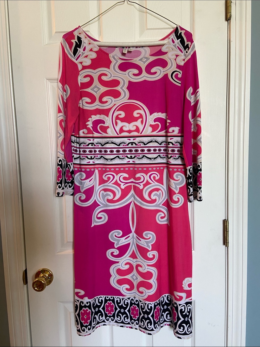Vibrant Pink Printed Sheath Dress